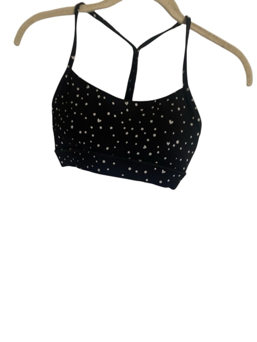 27. NWT Lululemon flow y nulu bra HEART SCATTER DOT BLACK Size 2